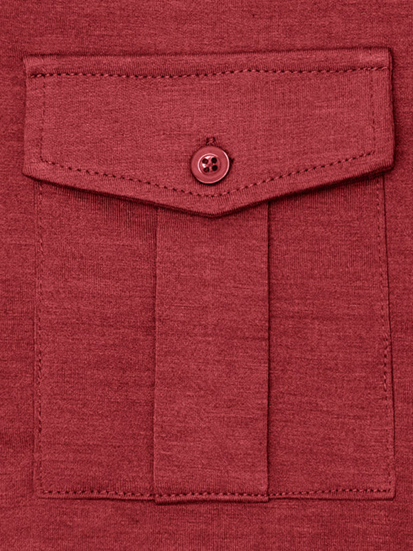 Polo à revers pour homme, couleur unie, manches longues 