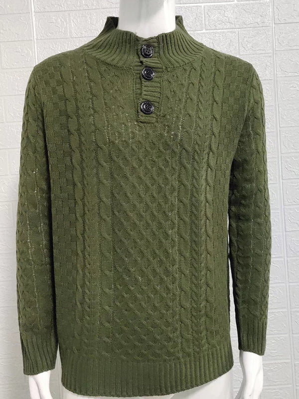 Herren-Strickpullover mit halboffenem Rollkragen, schmaler Passform und langen Ärmeln, einfarbig, schmal geschnitten. 