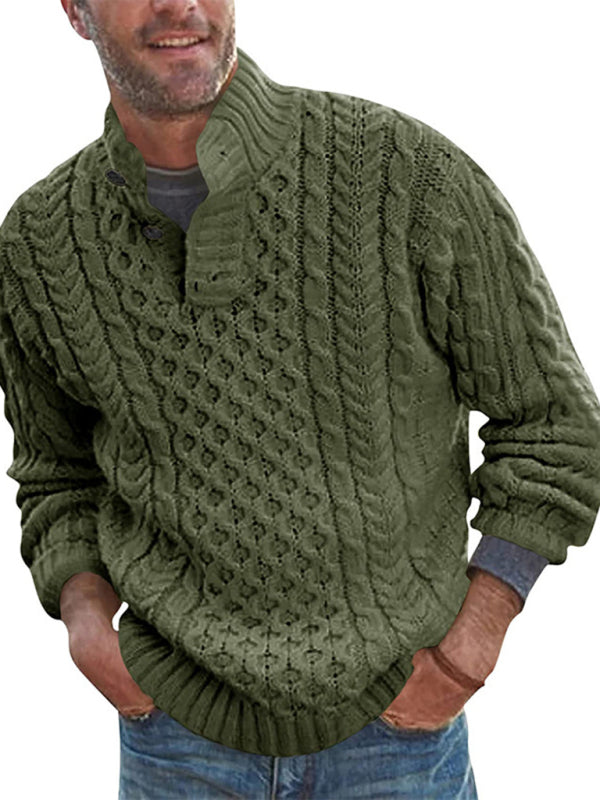 Herren-Strickpullover mit halboffenem Rollkragen, schmaler Passform und langen Ärmeln, einfarbig, schmal geschnitten. 