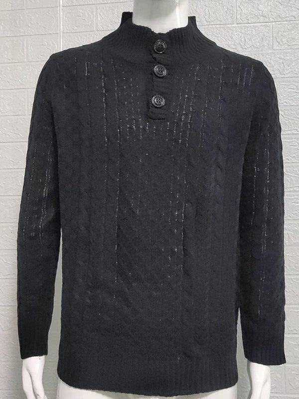 Herren-Strickpullover mit halboffenem Rollkragen, schmaler Passform und langen Ärmeln, einfarbig, schmal geschnitten. 