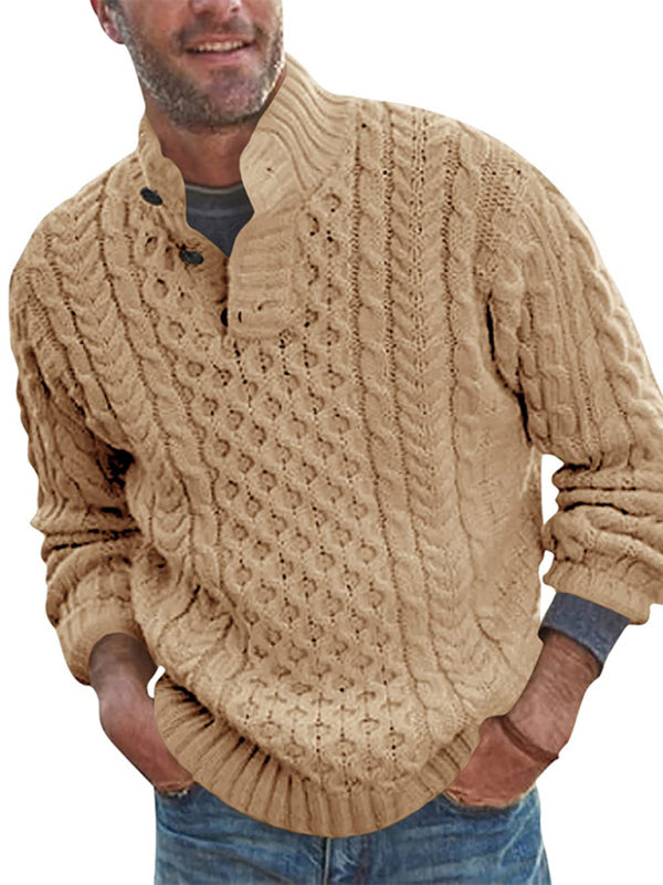 Herren-Strickpullover mit halboffenem Rollkragen, schmaler Passform und langen Ärmeln, einfarbig, schmal geschnitten. 
