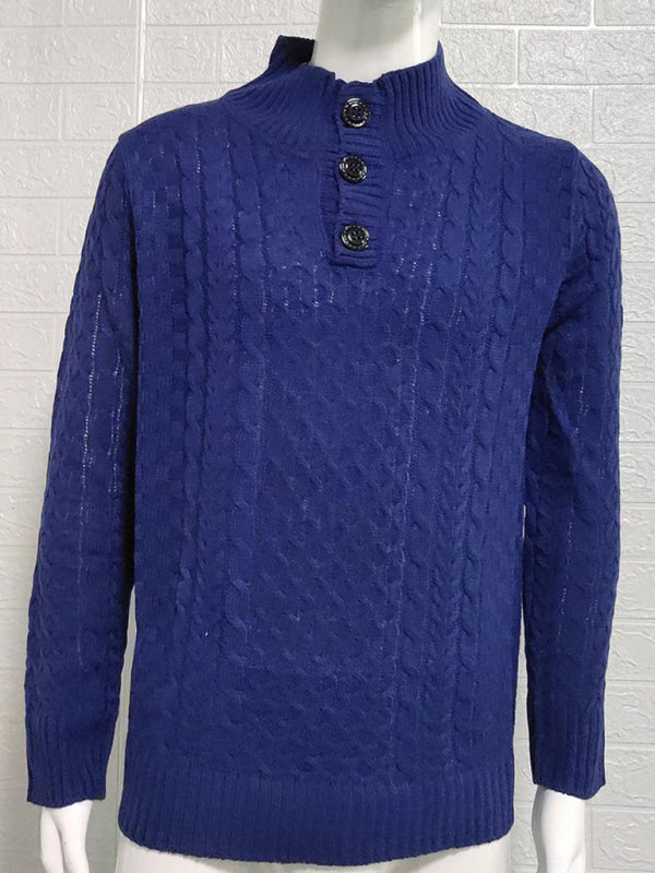 Herren-Strickpullover mit halboffenem Rollkragen, schmaler Passform und langen Ärmeln, einfarbig, schmal geschnitten. 