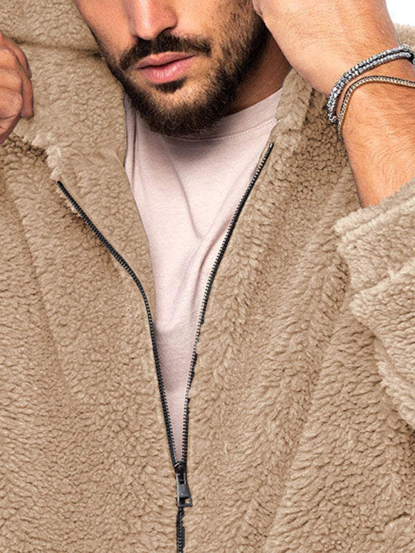 Men's hooded zip jacket – side view with charcoal variant