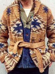 Gilet cardigan en maille à motif folklorique pour homme 