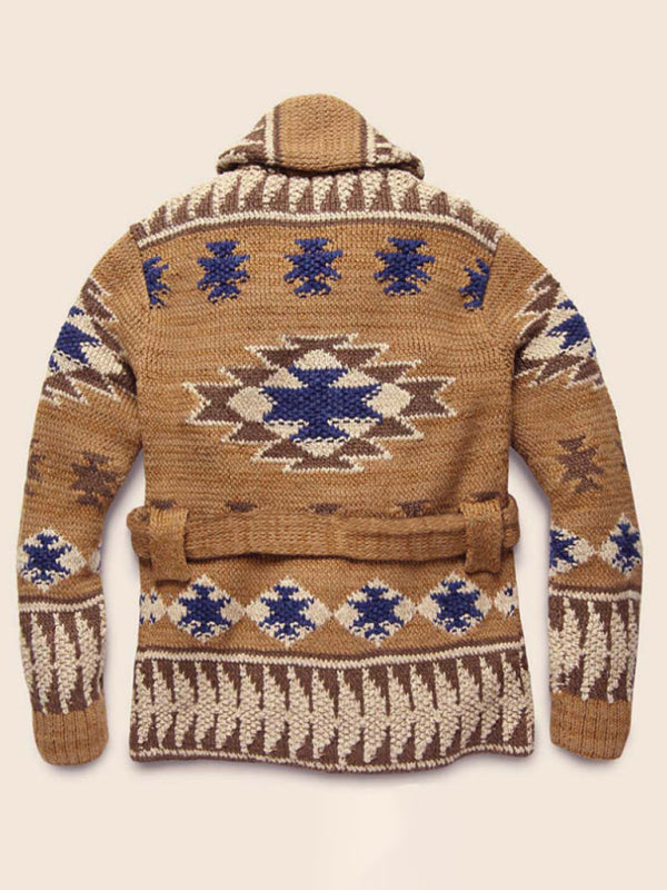Gilet cardigan en maille à motif folklorique pour homme 
