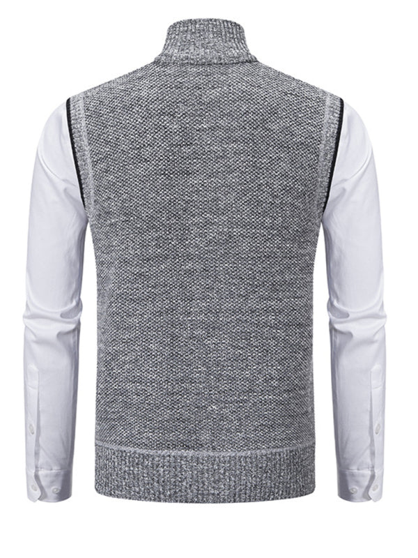 Men's Knitted Vest Jacket – grey variant front view with styling