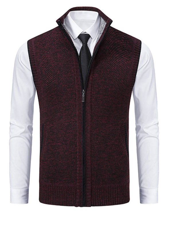 Men's Knitted Vest Jacket – grey variant back view