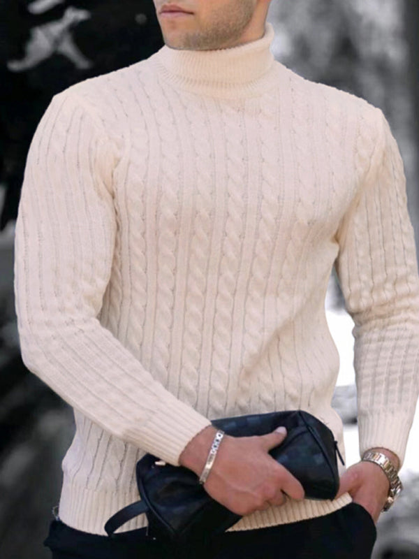 Men's turtleneck casual tight stretch sweater – texture view