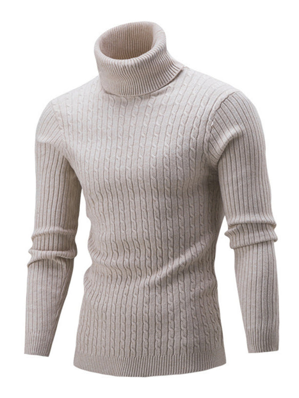 Men's turtleneck casual tight stretch sweater – close-up