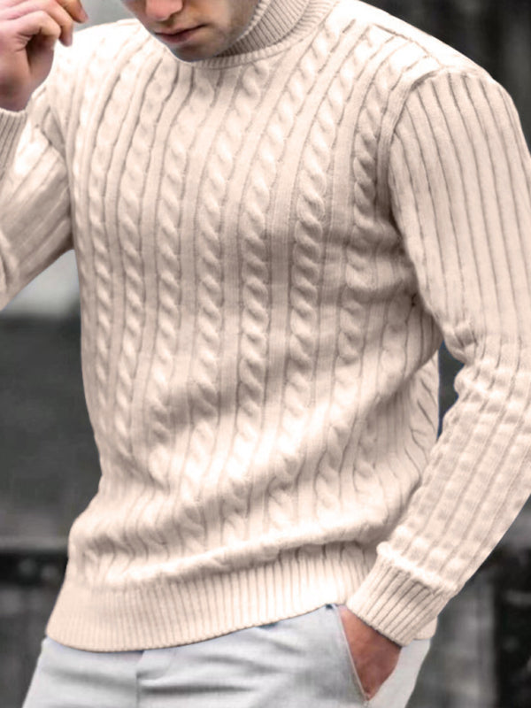Men's turtleneck casual tight stretch sweater – outfit view