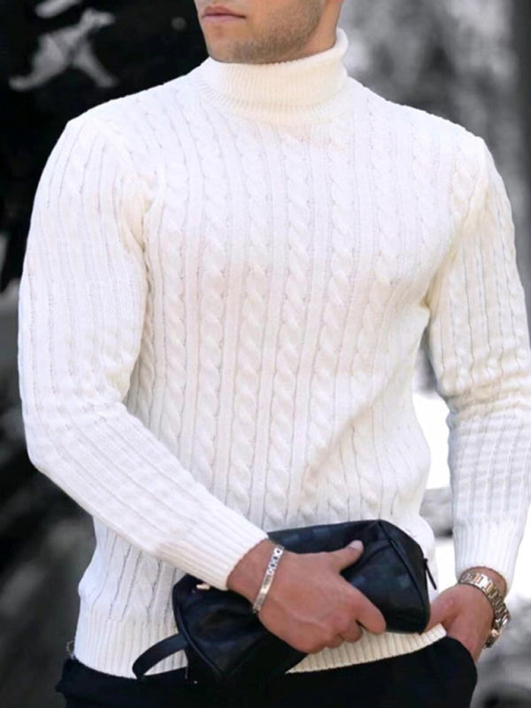 Men's turtleneck casual tight stretch sweater – lifestyle view