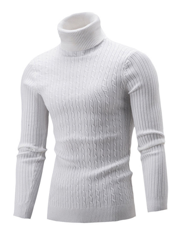 Men's turtleneck casual tight stretch sweater – detail view