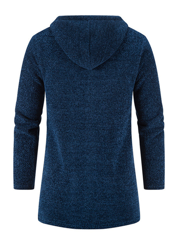 Lässige Herren-Strickjacke mit Kapuze und Reißverschluss 