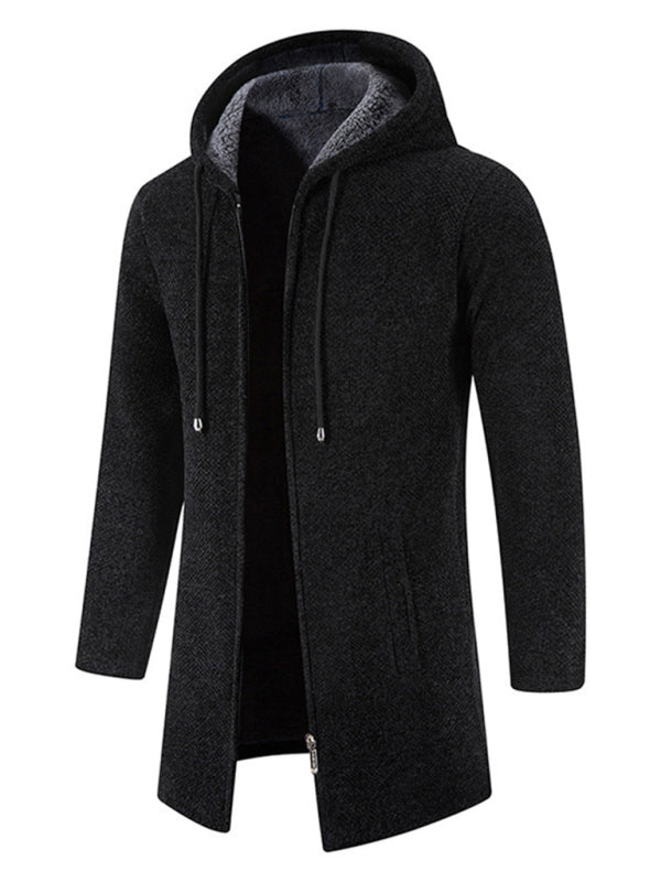 Lässige Herren-Strickjacke mit Kapuze und Reißverschluss 