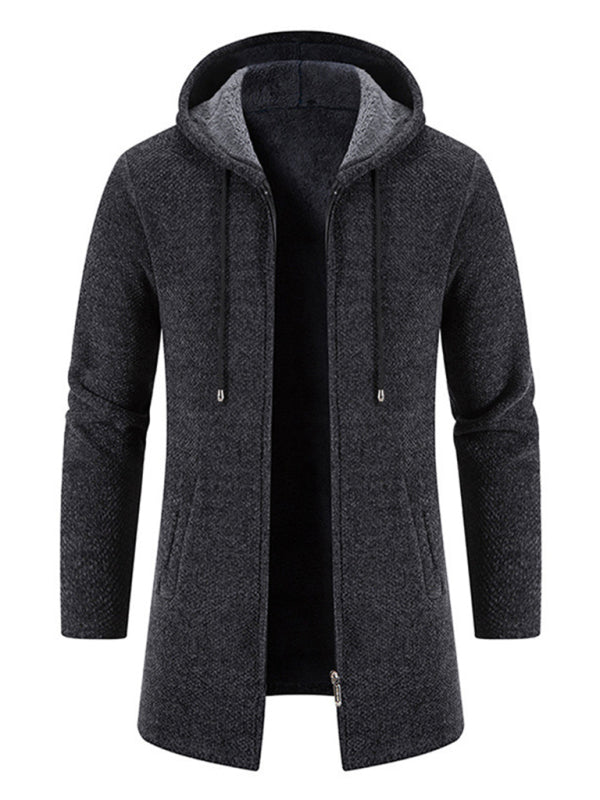 Lässige Herren-Strickjacke mit Kapuze und Reißverschluss 