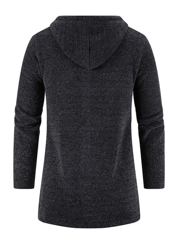 Lässige Herren-Strickjacke mit Kapuze und Reißverschluss 