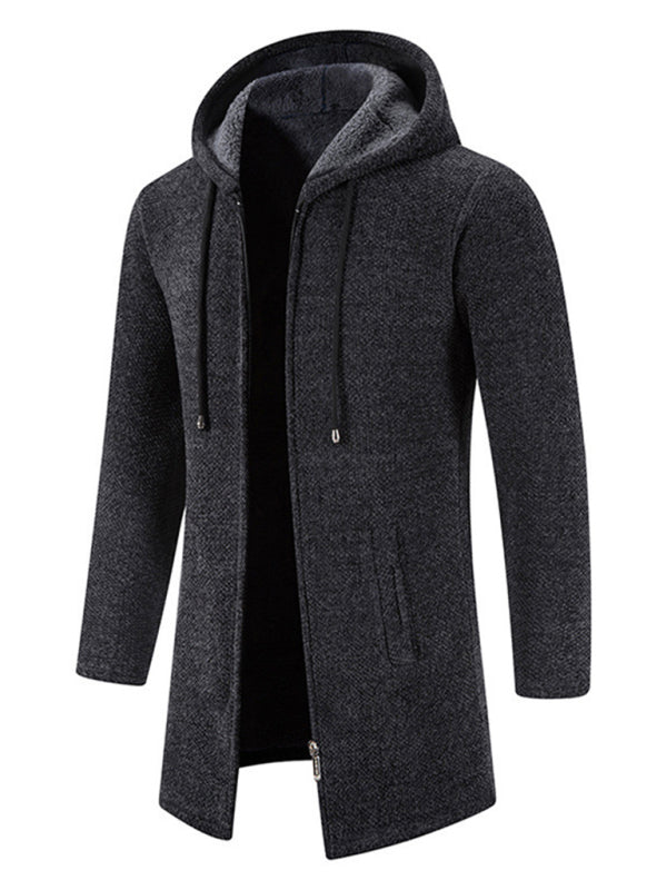 Lässige Herren-Strickjacke mit Kapuze und Reißverschluss 