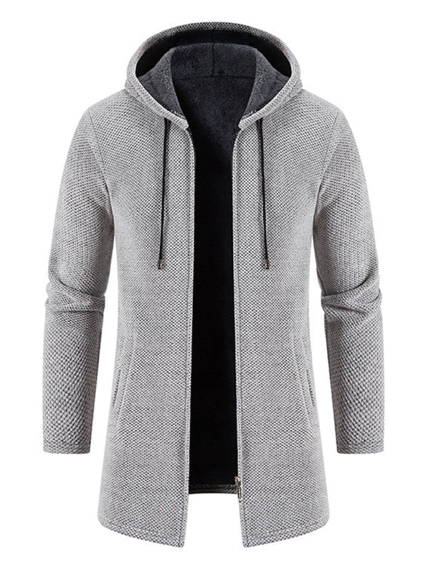 Lässige Herren-Strickjacke mit Kapuze und Reißverschluss 