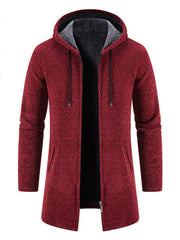 Lässige Herren-Strickjacke mit Kapuze und Reißverschluss 