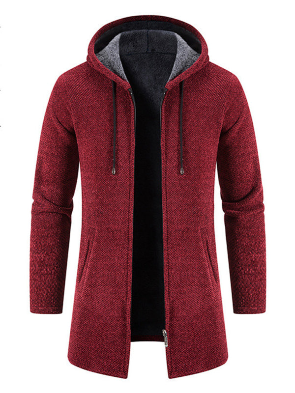 Lässige Herren-Strickjacke mit Kapuze und Reißverschluss 