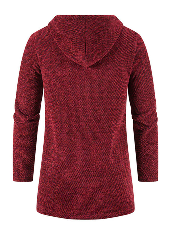 Lässige Herren-Strickjacke mit Kapuze und Reißverschluss 