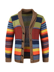 Cardigan rayé coloré à boutons pour homme 