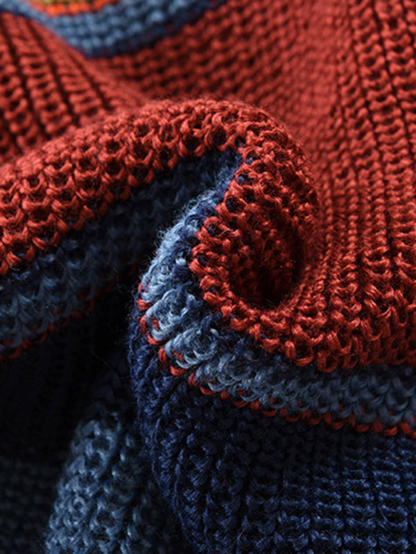 Cardigan rayé coloré à boutons pour homme 