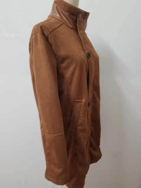 Manteau en laine mi-long pour homme, ample, à fermeture éclair 