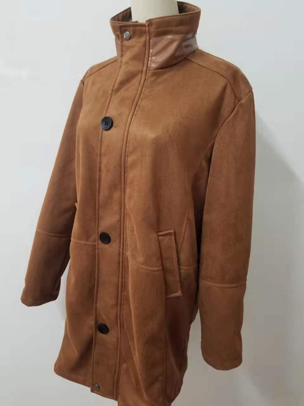 Manteau en laine mi-long pour homme, ample, à fermeture éclair 