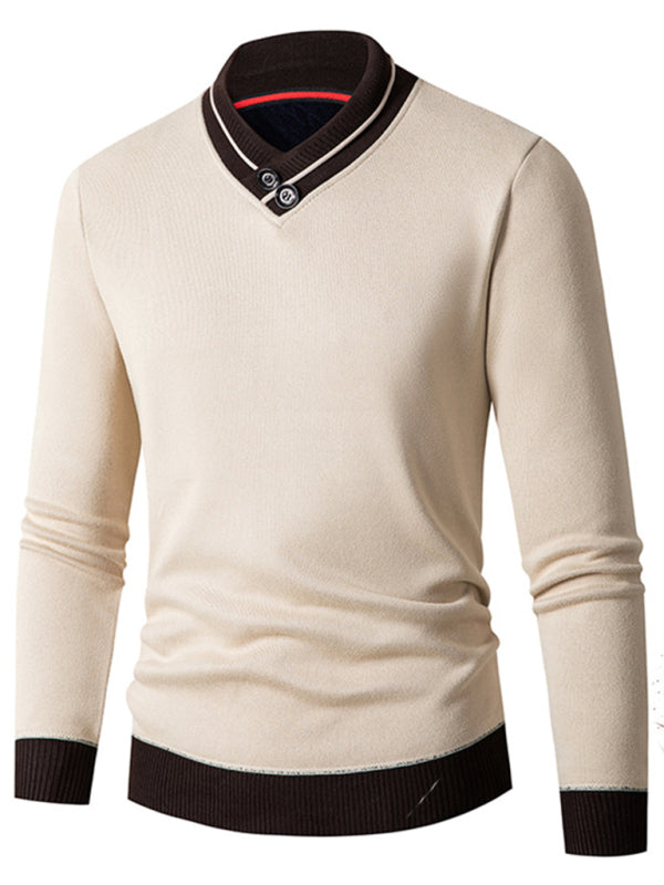 Neuer Herren-Halbrollkragenpullover mit schmal geschnittenem, langärmeligem Samtfutter 