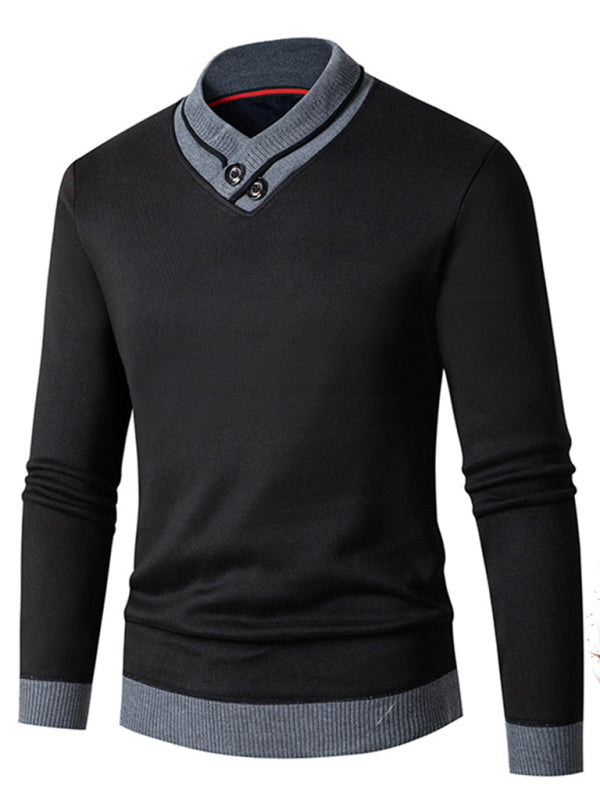 Neuer Herren-Halbrollkragenpullover mit schmal geschnittenem, langärmeligem Samtfutter 