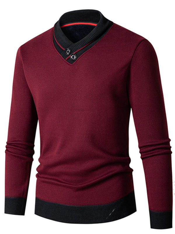 Neuer Herren-Halbrollkragenpullover mit schmal geschnittenem, langärmeligem Samtfutter 