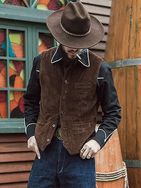 Men's solid color casual vest V-neck slim retro vest