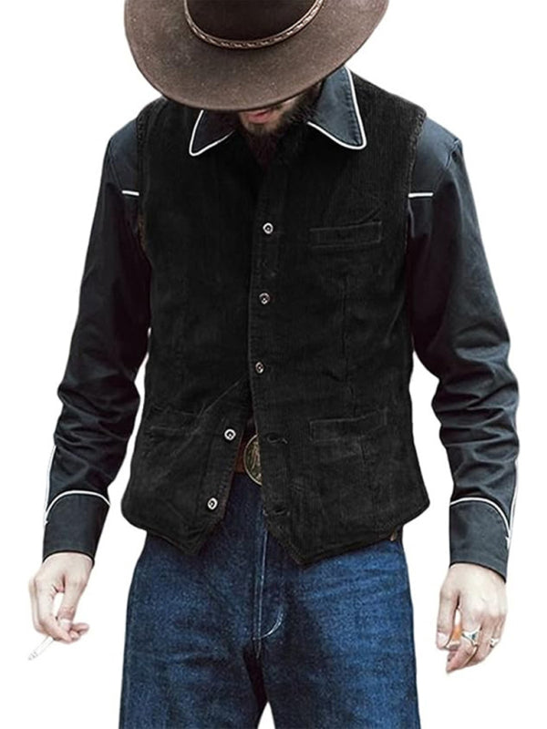 Men's solid color casual vest V-neck slim retro vest