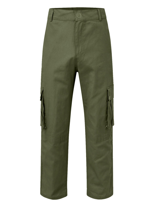 Pantalon cargo droit décontracté à poches multiples pour homme 