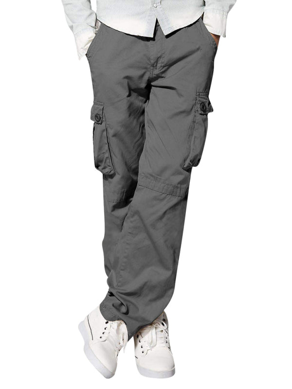 Pantalon cargo droit décontracté à poches multiples pour homme 
