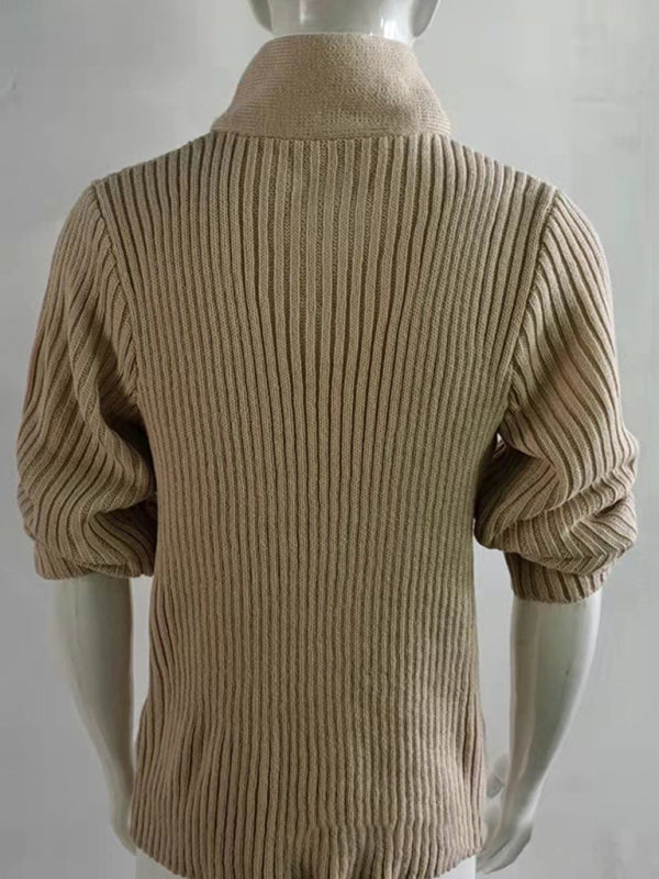 Herren-Strickpullover mit Zopfmuster und Schalkragen 