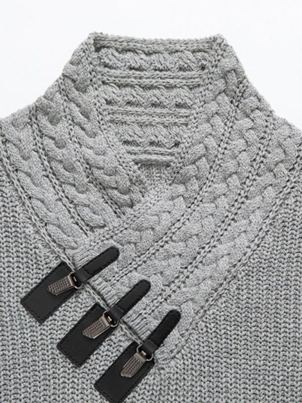 Ärmelloser Herren-Zopfstrickpullover 