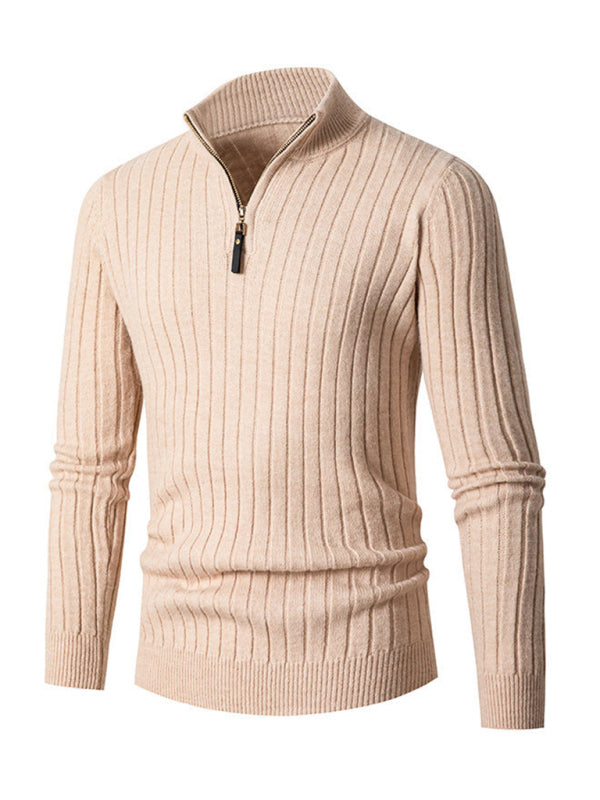 Lässiger, einfarbiger Herren-Strickpullover mit Rundhalsausschnitt und Stretchanteil 