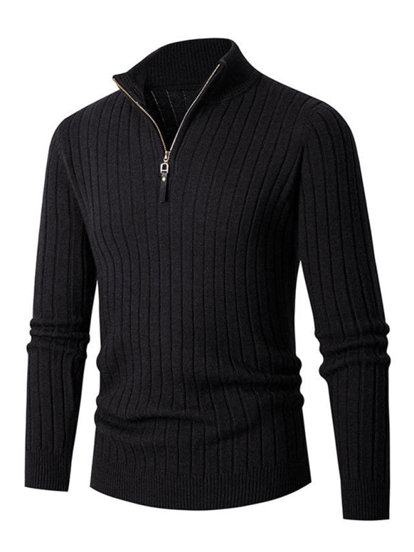 Lässiger, einfarbiger Herren-Strickpullover mit Rundhalsausschnitt und Stretchanteil 