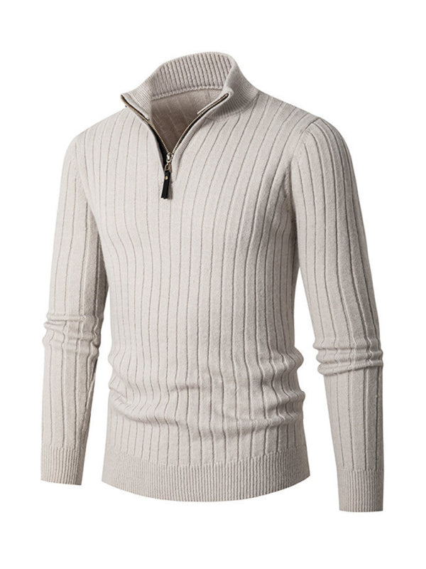 Lässiger, einfarbiger Herren-Strickpullover mit Rundhalsausschnitt und Stretchanteil 