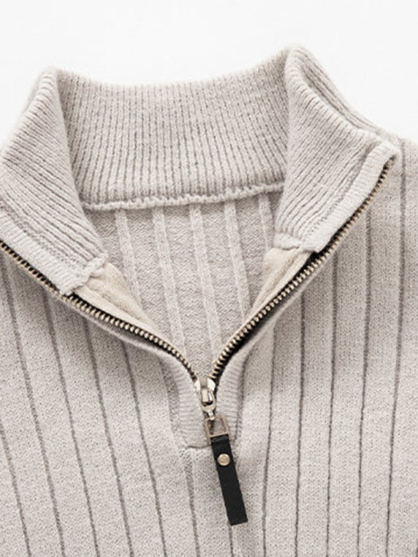 Lässiger, einfarbiger Herren-Strickpullover mit Rundhalsausschnitt und Stretchanteil 