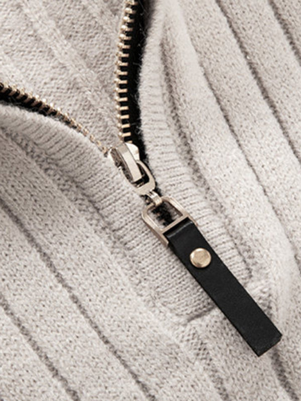 Lässiger, einfarbiger Herren-Strickpullover mit Rundhalsausschnitt und Stretchanteil 