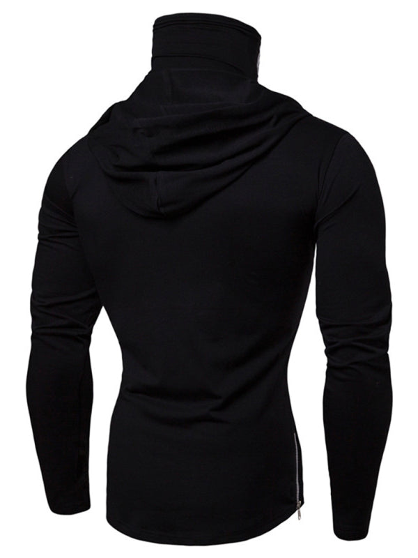 Neues Herren-Fitness-Rad-Shirt mit elastischer Maske und Totenkopf-Print, Kapuzenpullover und langen Ärmeln 