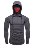 Neues Herren-Fitness-Rad-Shirt mit elastischer Maske und Totenkopf-Print, Kapuzenpullover und langen Ärmeln 