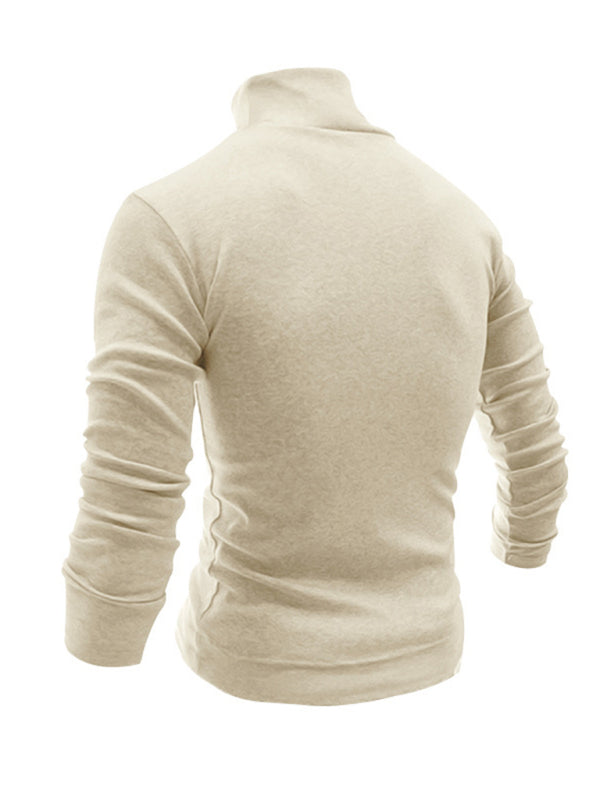 Men's Solid Color Turtleneck Long Sleeve T-Shirt