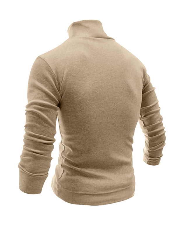 Men's Solid Color Turtleneck Long Sleeve T-Shirt