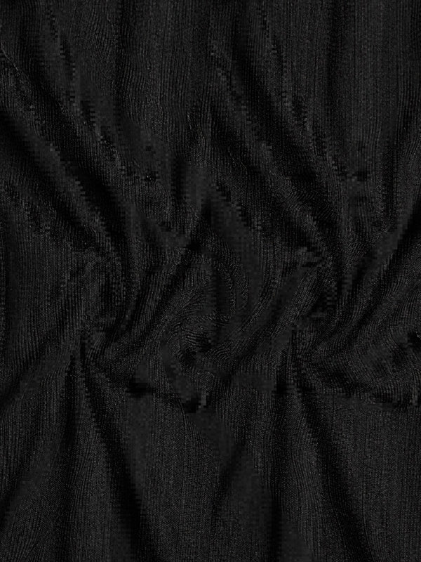 Polo décontracté à col montant, rayures verticales extensibles, manches longues et col en V 