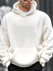 Men's new fashionable casual pullover plush hooded sweatshirt – front view