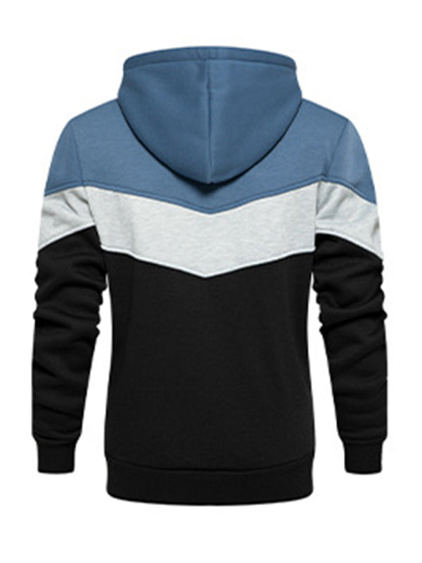 Men's casual color block and contrast fashion hooded sweatshirt